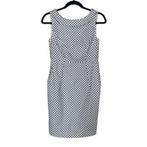 LANDS END | Cream Black Polka Dot Retro Collared Sleeveless Dress